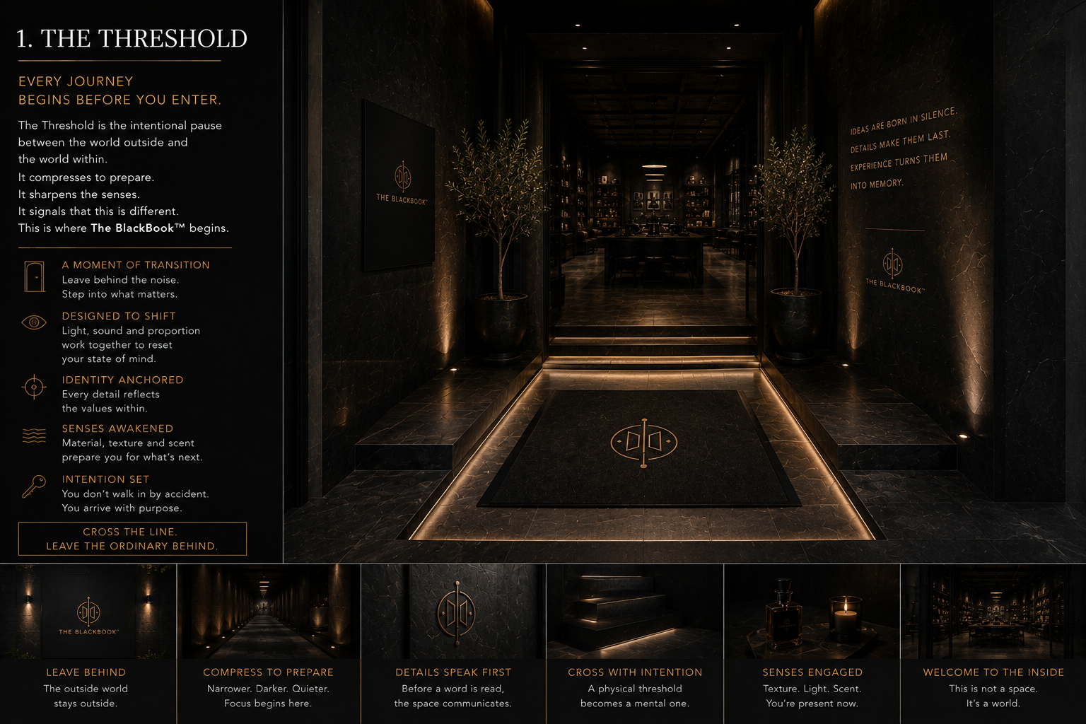 Marble and dark stone entrance of The BlackBook Store