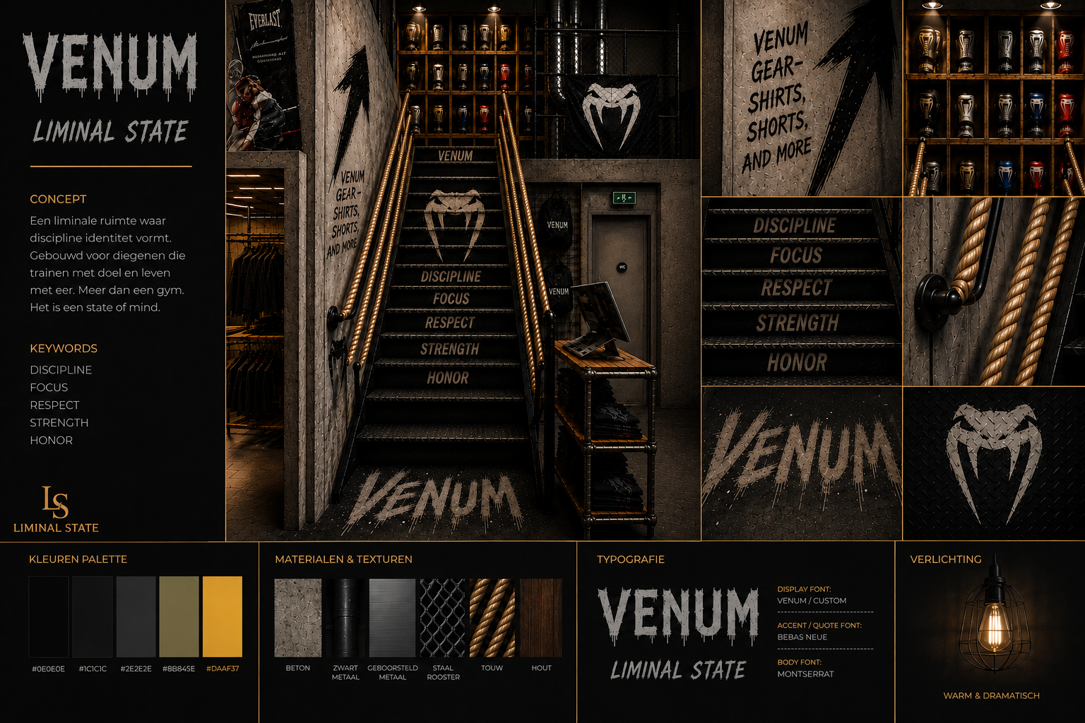 Moodboard of the staircase into the training floor
