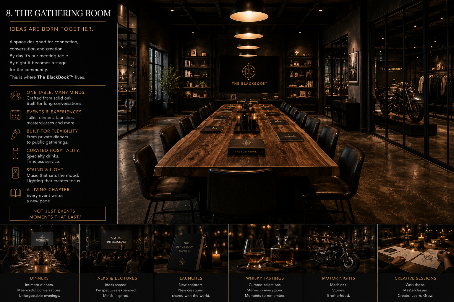 Dark gathering and meeting room